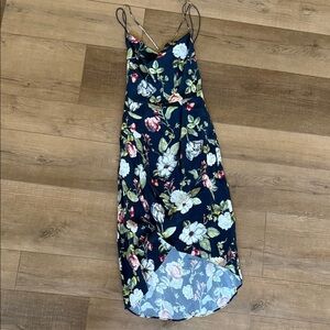 Alice + Olivia Navy Floral High-Low Dress (Size 0)